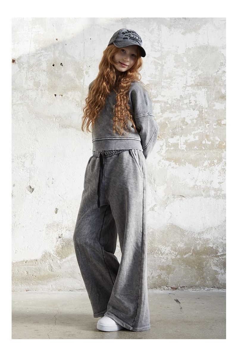 dres sportowy dla dziewczynki dres casualowy komplet spodnie szerokie nogawki komplet bawełniany nastolatki sówka sklep moda tee