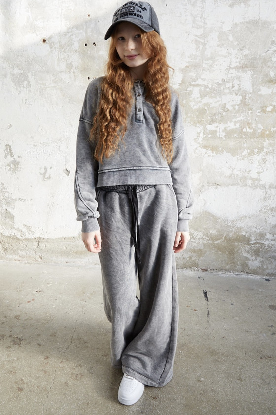 dres sportowy dla dziewczynki dres casualowy komplet spodnie szerokie nogawki komplet bawełniany nastolatki sówka sklep moda tee