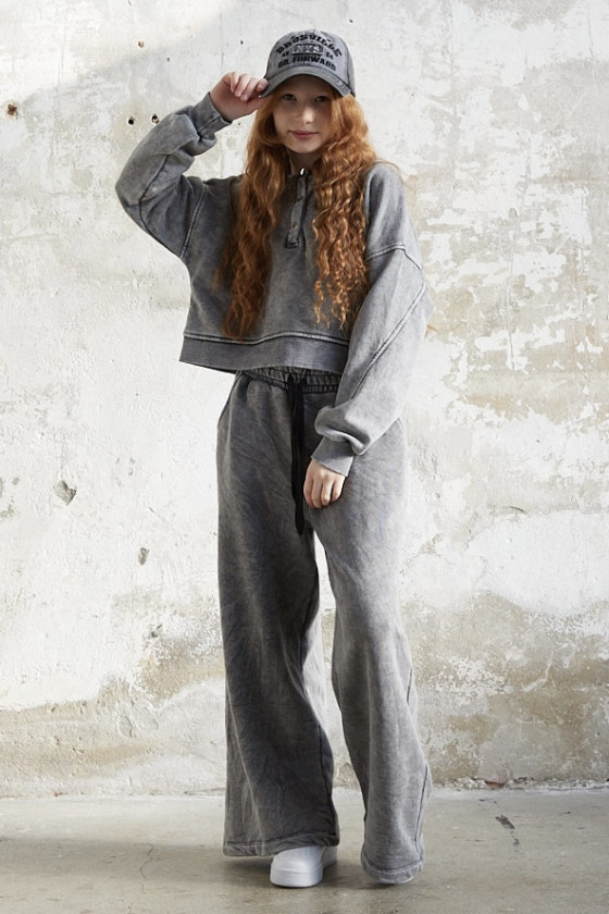 dres sportowy dla dziewczynki dres casualowy komplet spodnie szerokie nogawki komplet bawełniany nastolatki sówka sklep moda tee