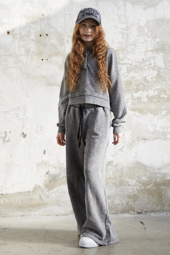 dres sportowy dla dziewczynki dres casualowy komplet spodnie szerokie nogawki komplet bawełniany nastolatki sówka sklep moda tee