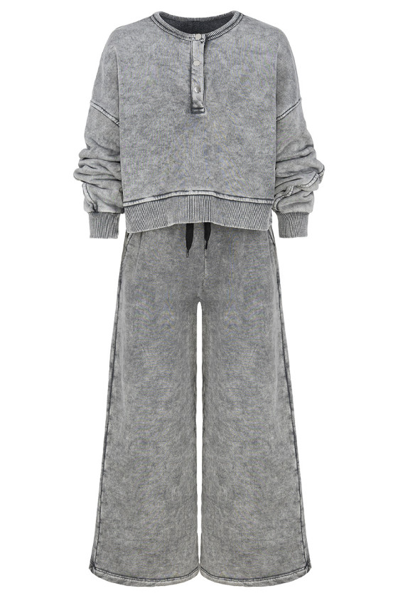 dres sportowy dla dziewczynki dres casualowy komplet spodnie szerokie nogawki komplet bawełniany nastolatki sówka sklep moda tee