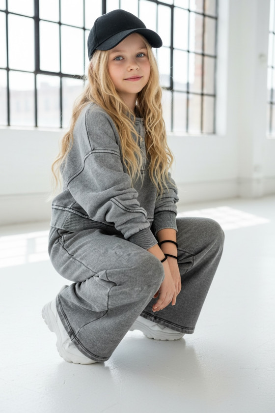 dres sportowy dla dziewczynki dres casualowy komplet spodnie szerokie nogawki komplet bawełniany nastolatki sówka sklep moda tee