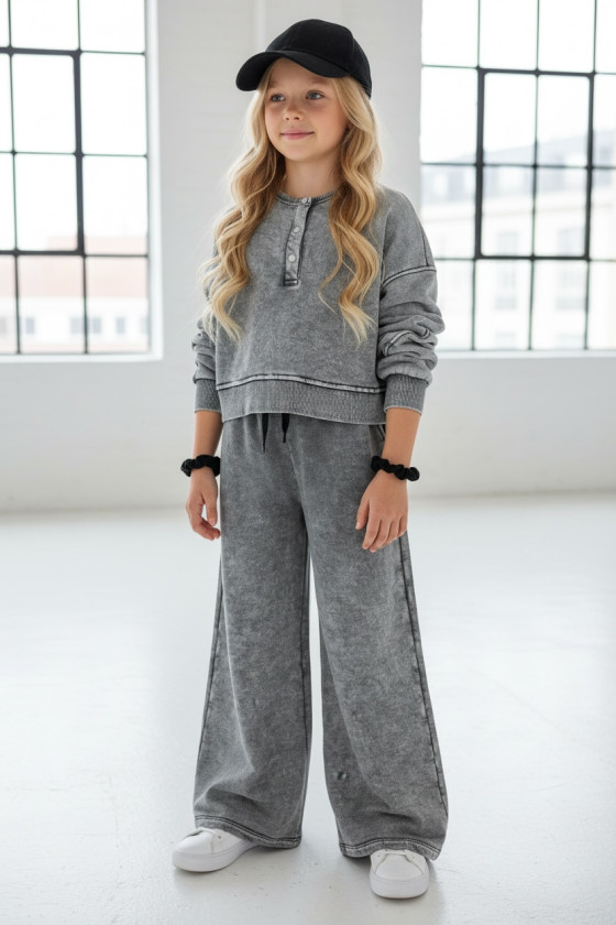 dres sportowy dla dziewczynki dres casualowy komplet spodnie szerokie nogawki komplet bawełniany nastolatki sówka sklep moda tee