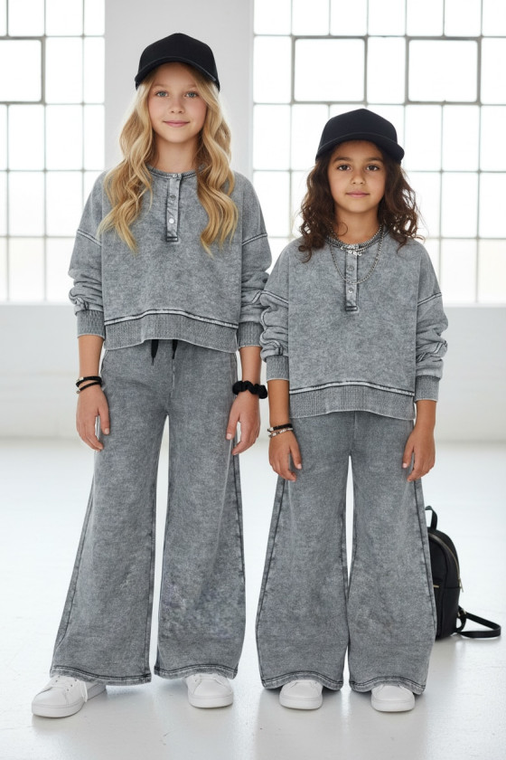 dres sportowy dla dziewczynki dres casualowy komplet spodnie szerokie nogawki komplet bawełniany nastolatki sówka sklep moda tee