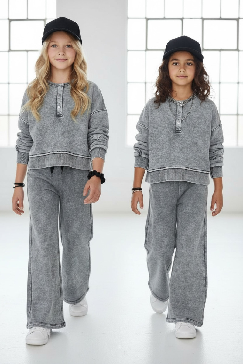 dres sportowy dla dziewczynki dres casualowy komplet spodnie szerokie nogawki komplet bawełniany nastolatki sówka sklep moda tee