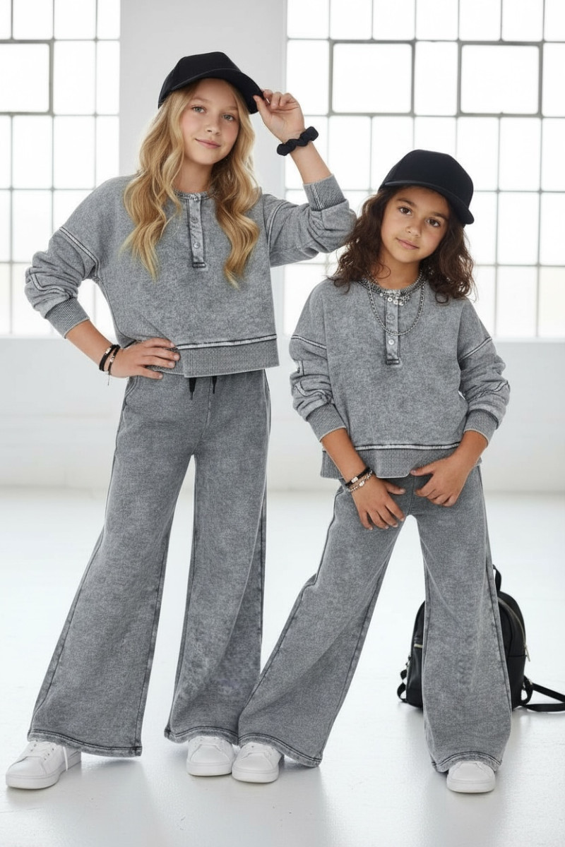 dres sportowy dla dziewczynki dres casualowy komplet spodnie szerokie nogawki komplet bawełniany nastolatki sówka sklep moda tee