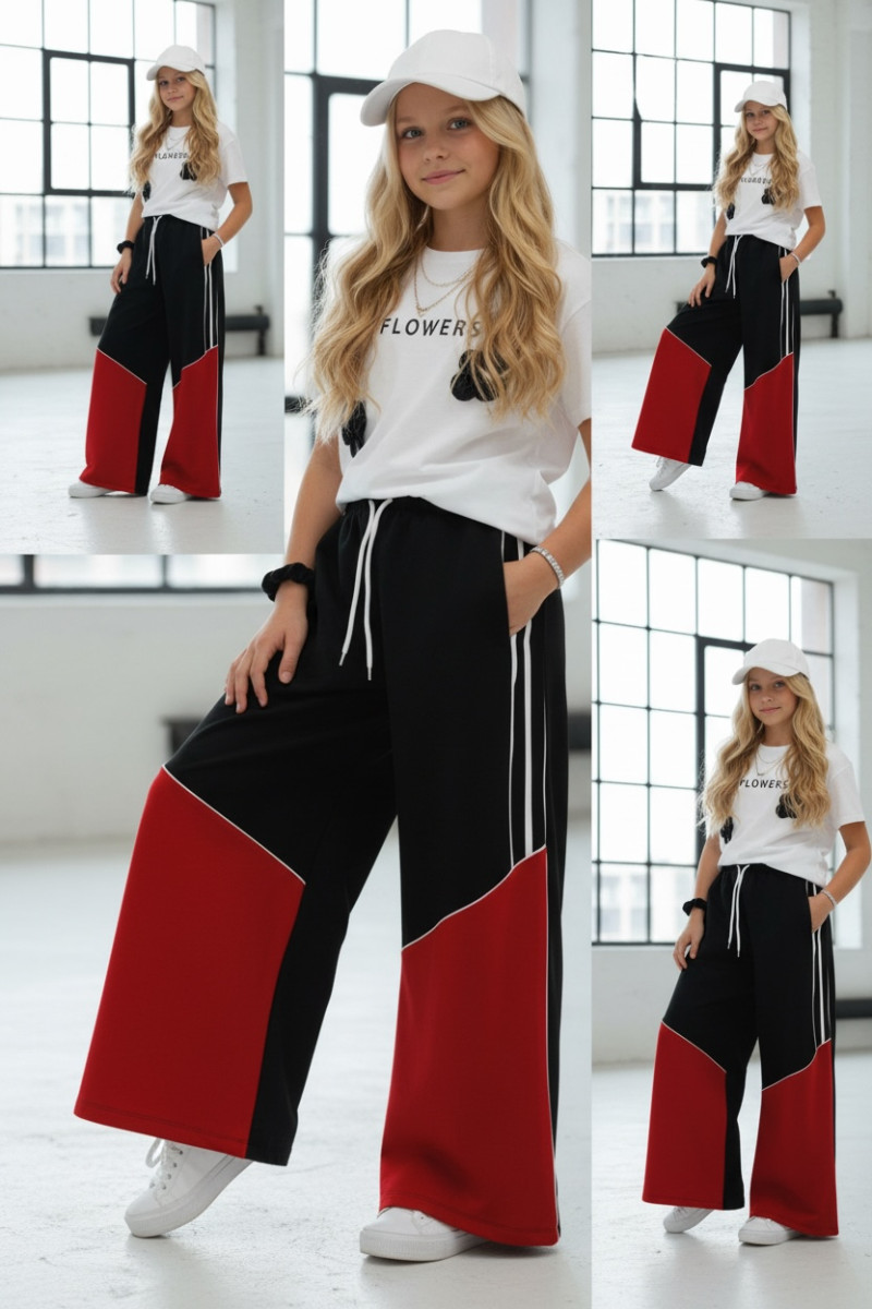 Spodnie dresowe Wey Czarno-czerwone