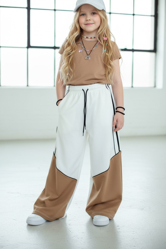 Spodnie dresowe Wey Ecru-brąz