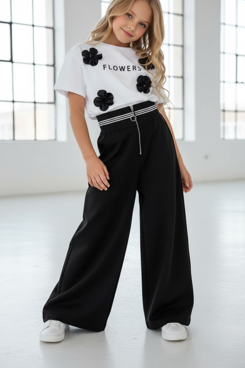 spodnie dla dziewczynki czarne spodnie dla dziewczynki spodnie do szkoły spodnie do przedszkola spodnie dresowe