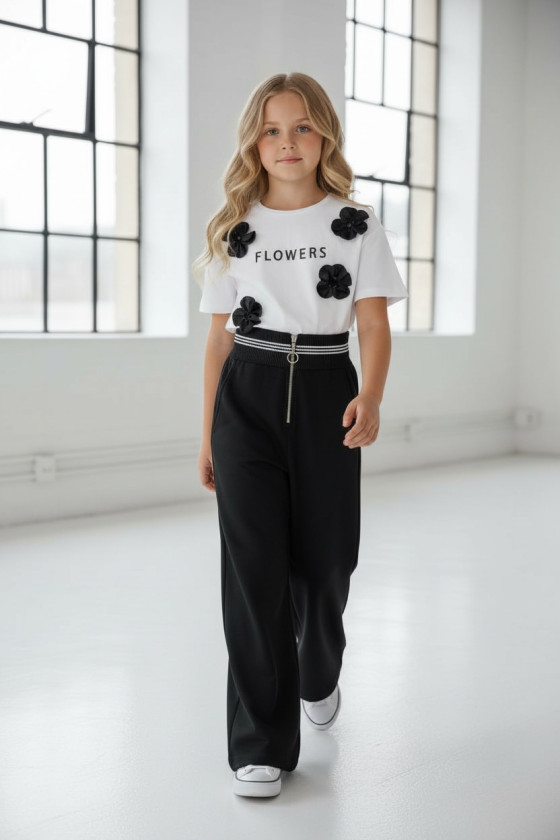 spodnie dla dziewczynki czarne spodnie dla dziewczynki spodnie do szkoły spodnie do przedszkola spodnie dresowe