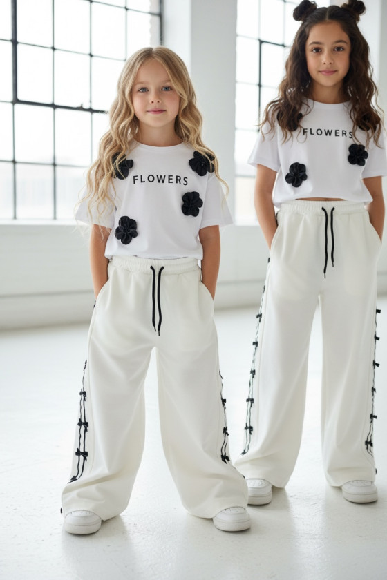 Spodnie dresowe Kokardki śmietanka