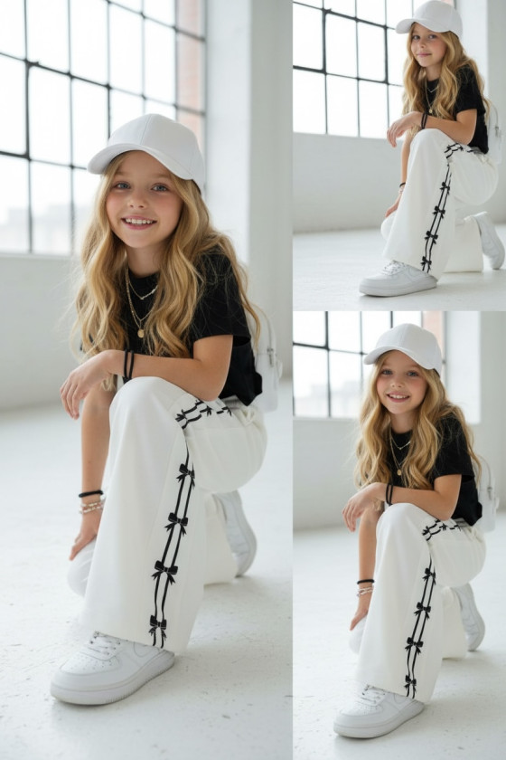 Spodnie dresowe Kokardki śmietanka