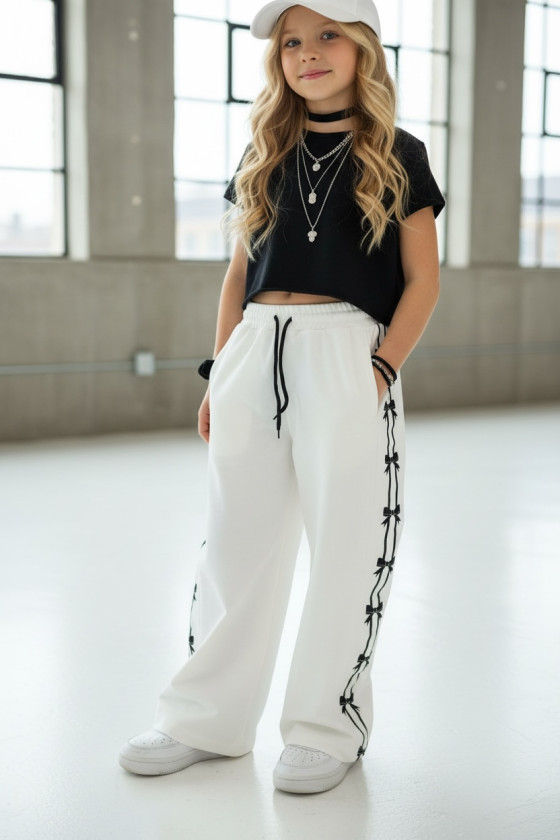 Spodnie dresowe Kokardki śmietanka