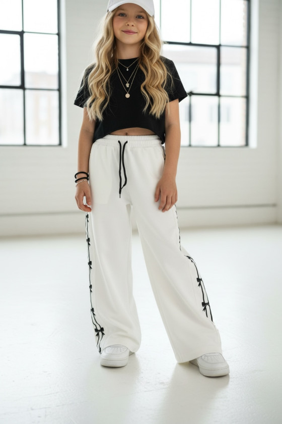 Spodnie dresowe Kokardki śmietanka