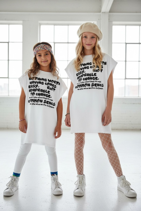 Długi T-shirt dla dziewczynki Change