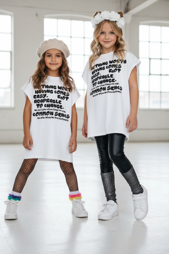 Długi T-shirt dla dziewczynki Change