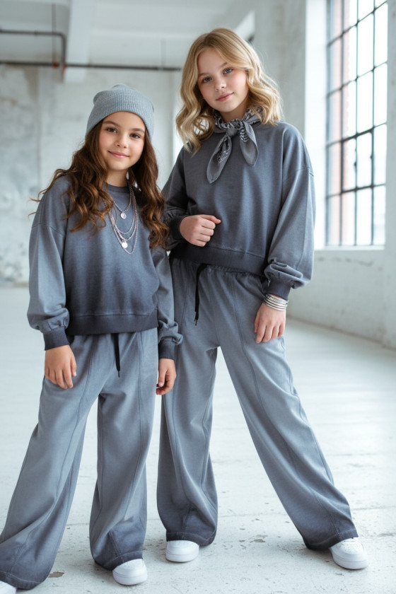 Komplet dla dziewczynki Basic Grey Cieniowany szary