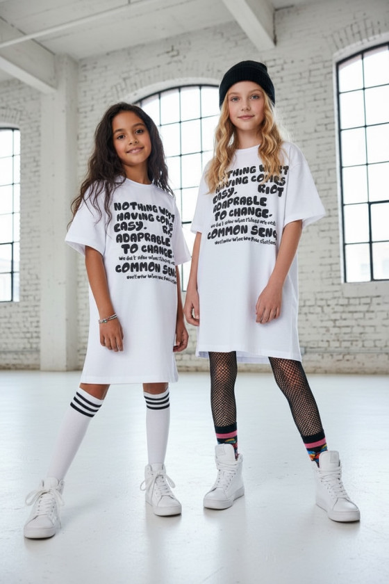 Długi T-shirt dla dziewczynki Change