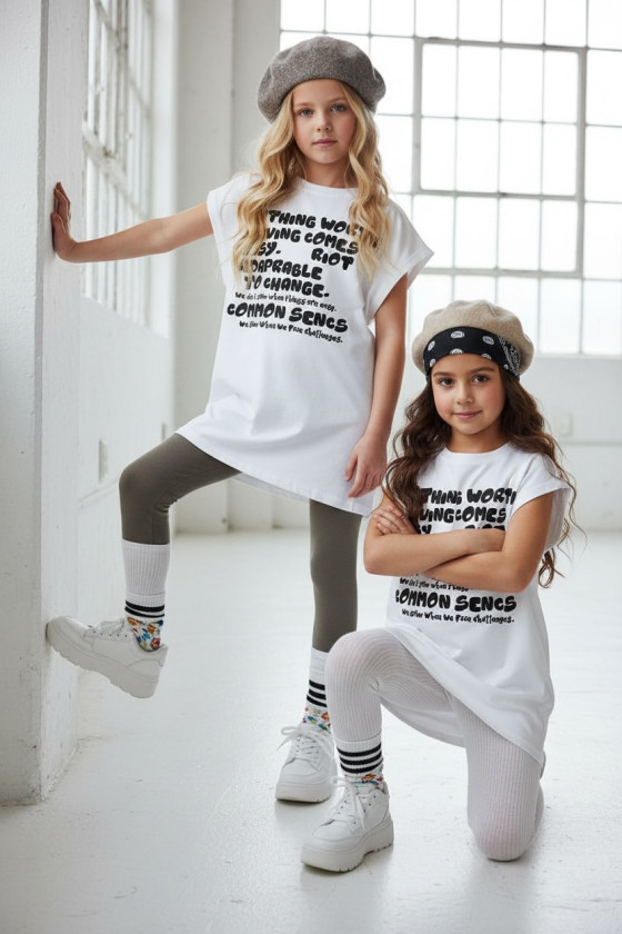 Długi T-shirt dla dziewczynki Change