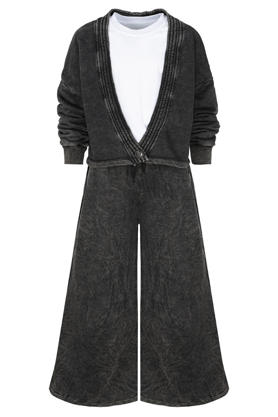 dres bawełna spodnie szerokie nogawki t-shirt oversize bawełna jakość premium dres dla dziewczynki dres do szkoły komplet dla dz