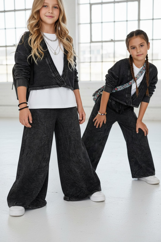 dres bawełna spodnie szerokie nogawki t-shirt oversize bawełna jakość premium dres dla dziewczynki dres do szkoły komplet dla dz