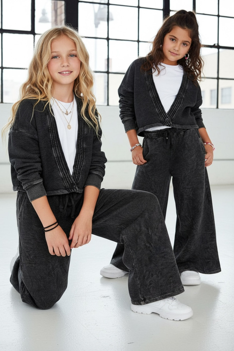 dres bawełna spodnie szerokie nogawki t-shirt oversize bawełna jakość premium dres dla dziewczynki dres do szkoły komplet dla dz