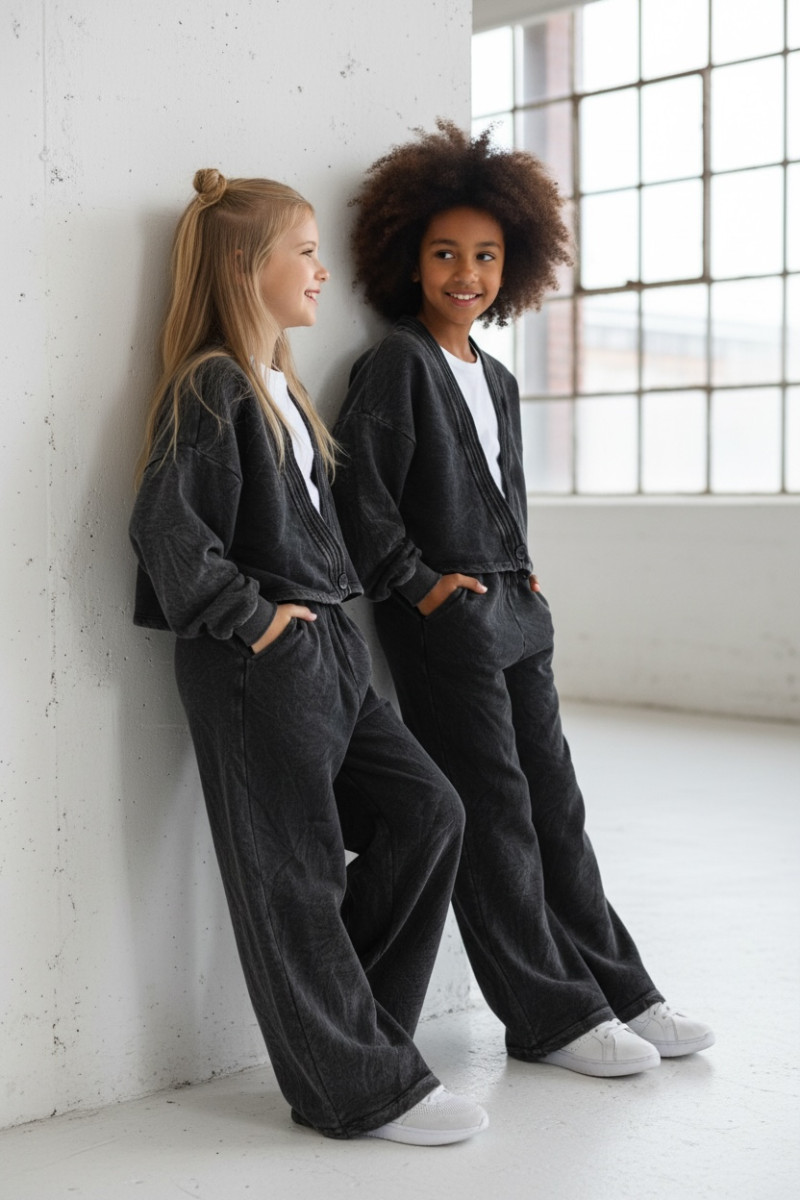 dres bawełna spodnie szerokie nogawki t-shirt oversize bawełna jakość premium dres dla dziewczynki dres do szkoły komplet dla dz