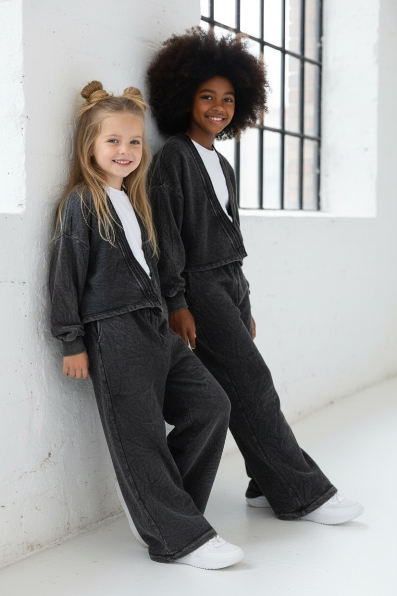 dres bawełna spodnie szerokie nogawki t-shirt oversize bawełna jakość premium dres dla dziewczynki dres do szkoły komplet dla dz