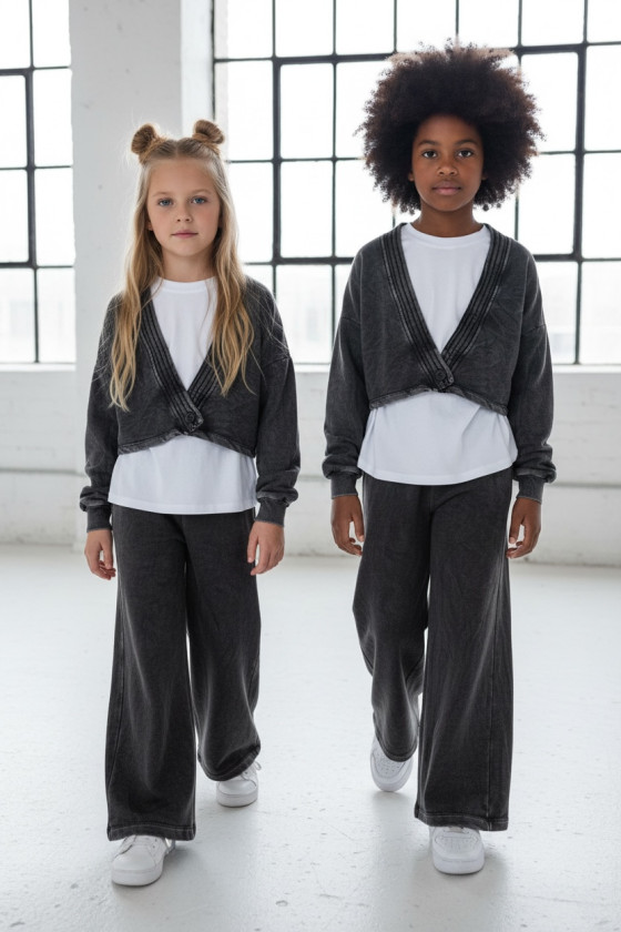 dres bawełna spodnie szerokie nogawki t-shirt oversize bawełna jakość premium dres dla dziewczynki dres do szkoły komplet dla dz