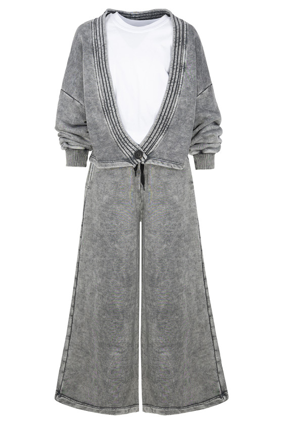 dres bawełna spodnie szerokie nogawki t-shirt oversize bawełna jakość premium dres dla dziewczynki dres do szkoły komplet dla dz