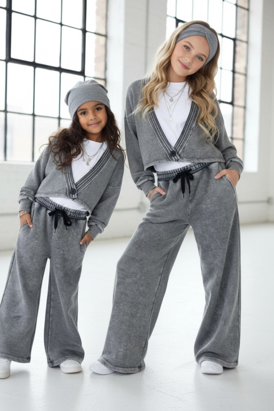 dres bawełna spodnie szerokie nogawki t-shirt oversize bawełna jakość premium dres dla dziewczynki dres do szkoły komplet dla dz