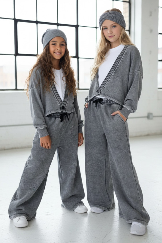 dres bawełna spodnie szerokie nogawki t-shirt oversize bawełna jakość premium dres dla dziewczynki dres do szkoły komplet dla dz