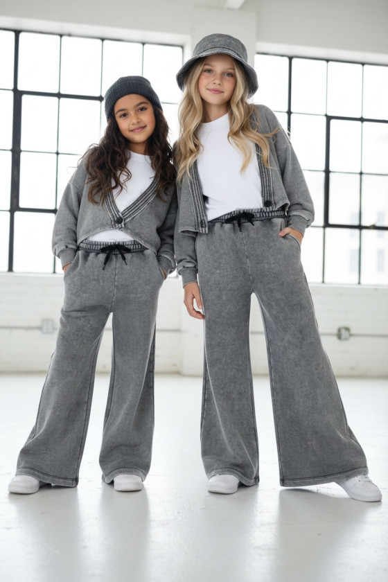 dres bawełna spodnie szerokie nogawki t-shirt oversize bawełna jakość premium dres dla dziewczynki dres do szkoły komplet dla dz