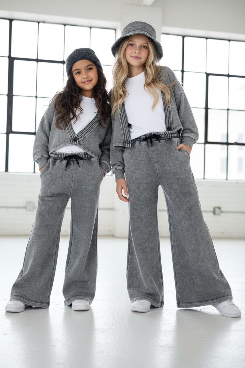 dres bawełna spodnie szerokie nogawki t-shirt oversize bawełna jakość premium dres dla dziewczynki dres do szkoły komplet dla dz