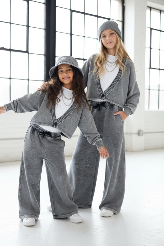 dres bawełna spodnie szerokie nogawki t-shirt oversize bawełna jakość premium dres dla dziewczynki dres do szkoły komplet dla dz