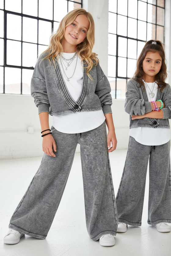 dres bawełna spodnie szerokie nogawki t-shirt oversize bawełna jakość premium dres dla dziewczynki dres do szkoły komplet dla dz