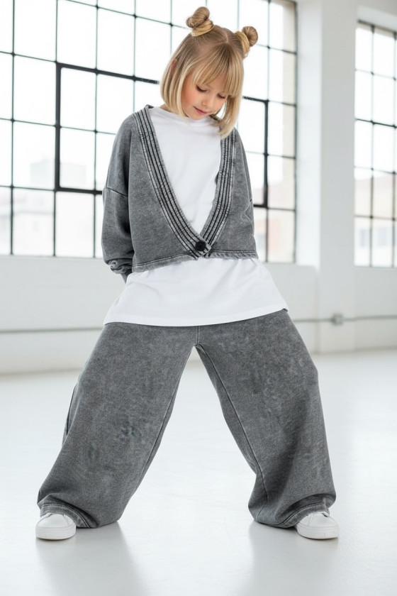 dres bawełna spodnie szerokie nogawki t-shirt oversize bawełna jakość premium dres dla dziewczynki dres do szkoły komplet dla dz