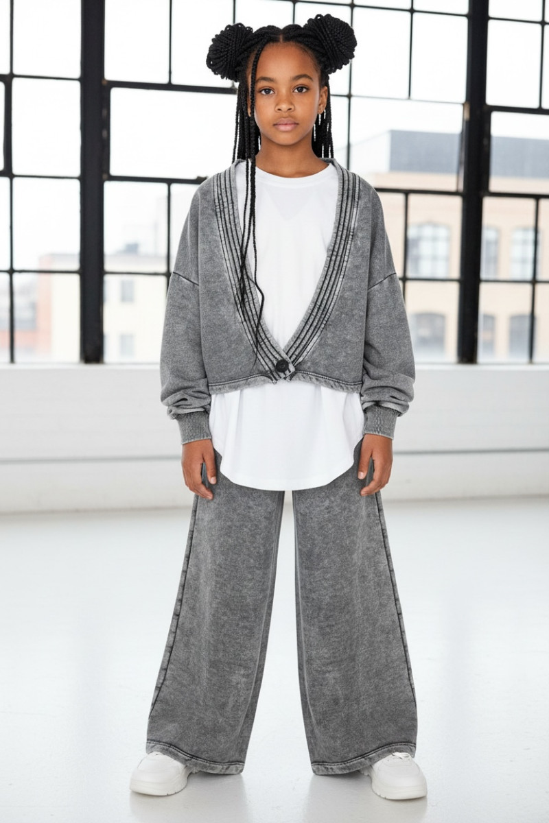 dres bawełna spodnie szerokie nogawki t-shirt oversize bawełna jakość premium dres dla dziewczynki dres do szkoły komplet dla dz