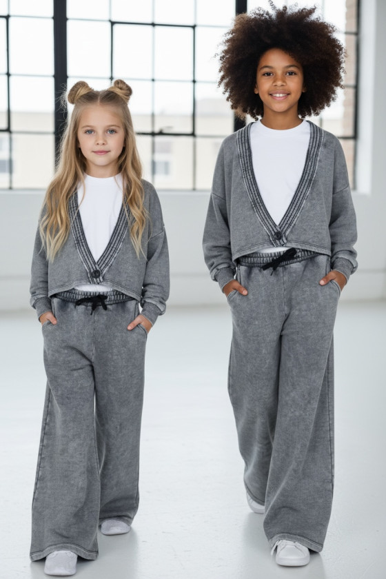 dres bawełna spodnie szerokie nogawki t-shirt oversize bawełna jakość premium dres dla dziewczynki dres do szkoły komplet dla dz