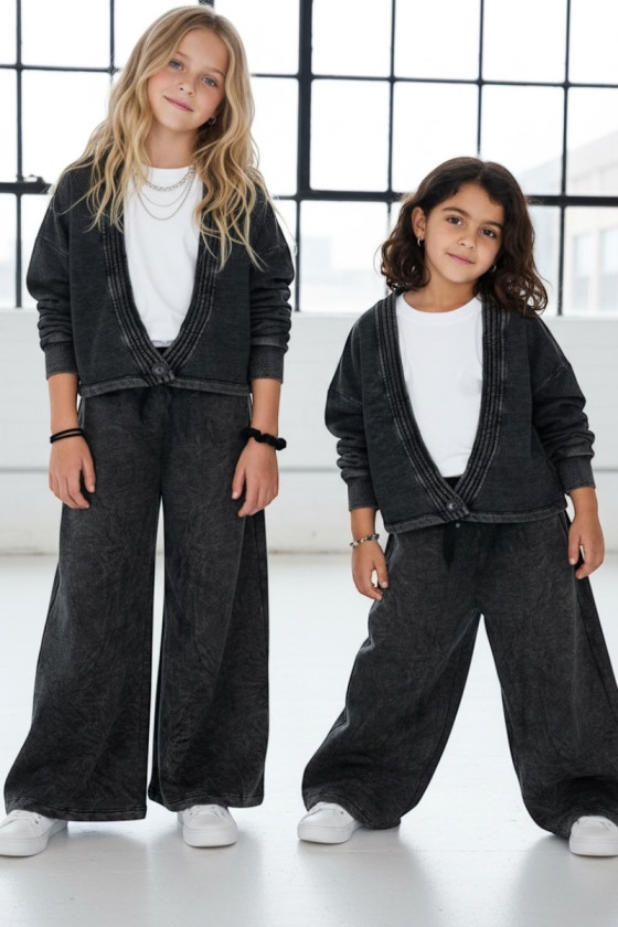 dres bawełna spodnie szerokie nogawki t-shirt oversize bawełna jakość premium dres dla dziewczynki dres do szkoły komplet dla dz