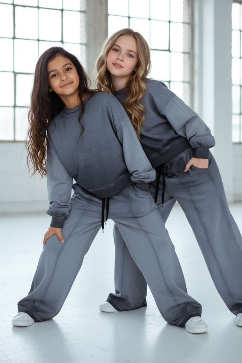 Komplet dla dziewczynki Basic Grey Cieniowany szary