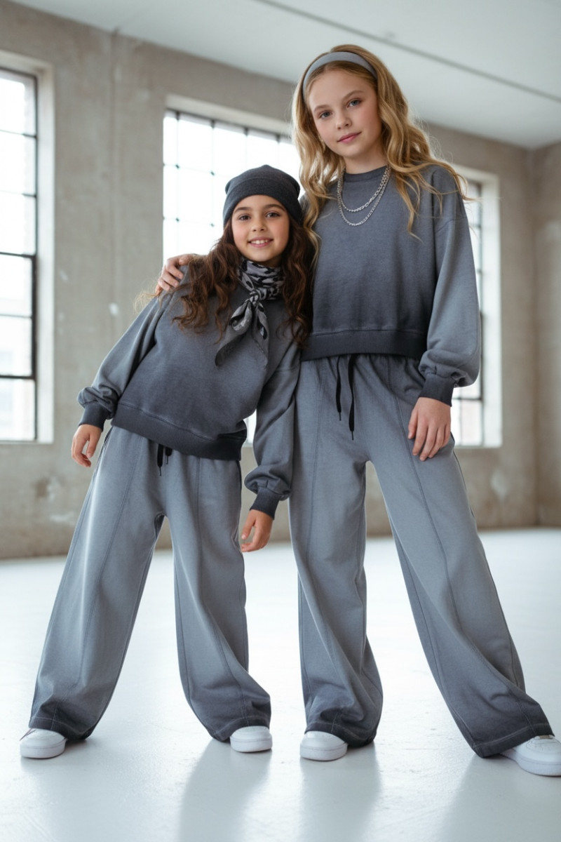 Komplet dla dziewczynki Basic Grey Cieniowany szary