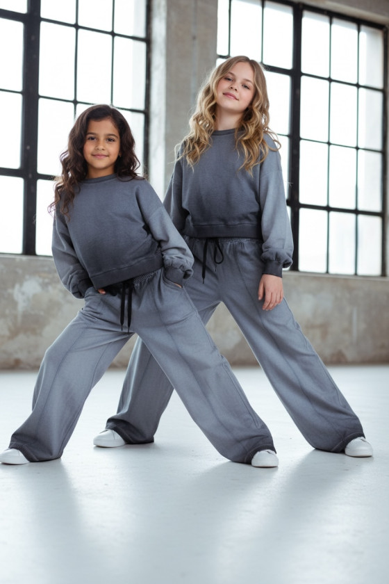 Komplet dla dziewczynki Basic Grey Cieniowany szary