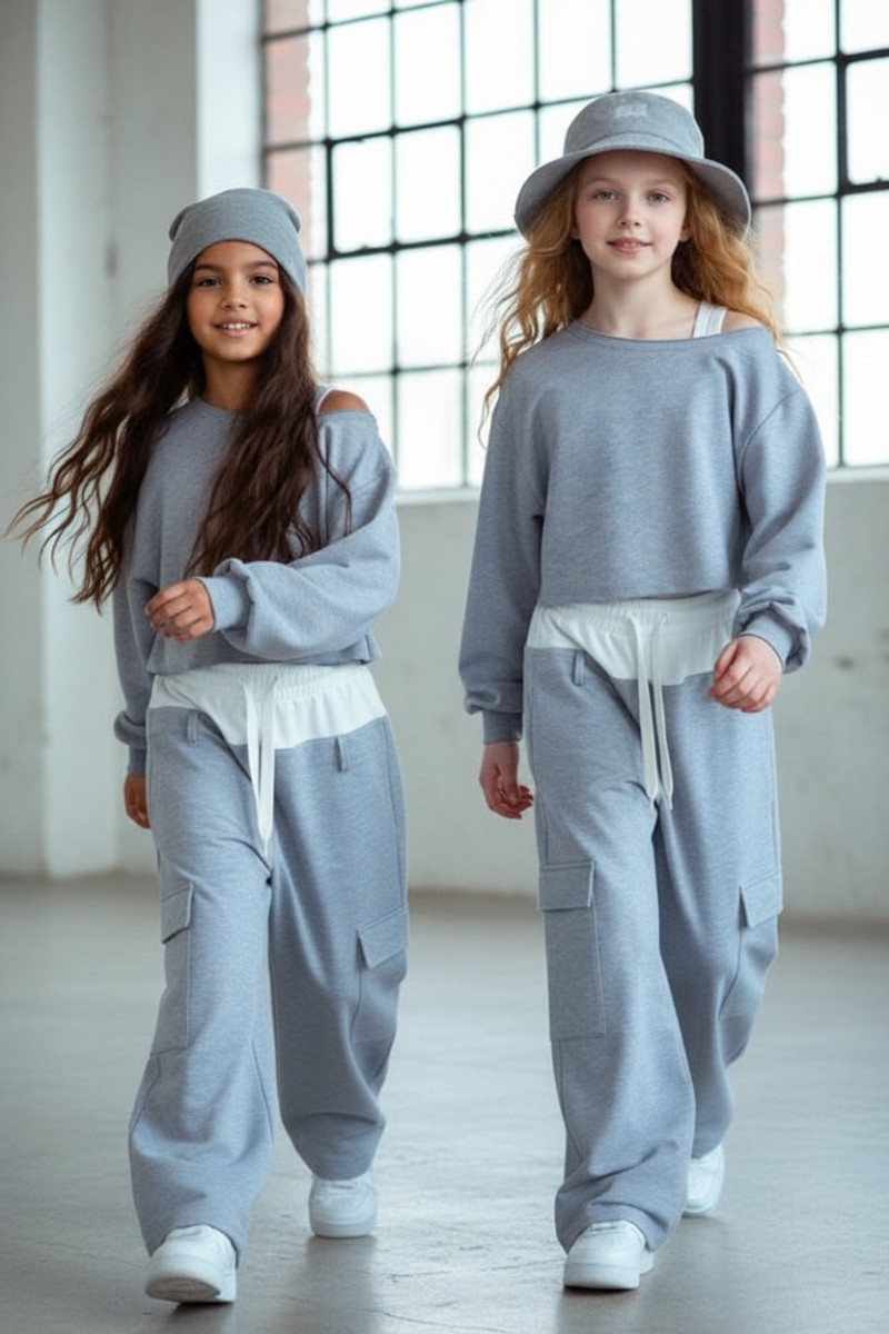 Komplet 3-częściowy dzewczęcy Emma buza, top, spodnie