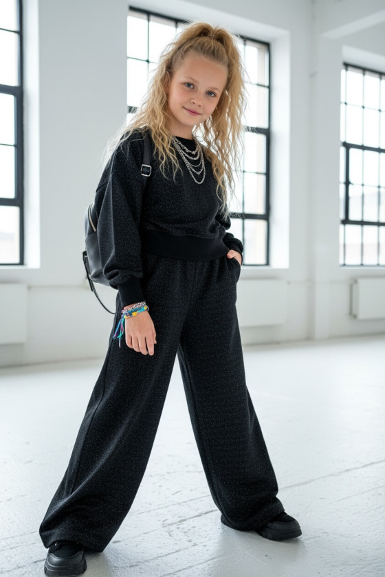 Komplet dla dziewczynki Limba bluza i spodnie Czarny