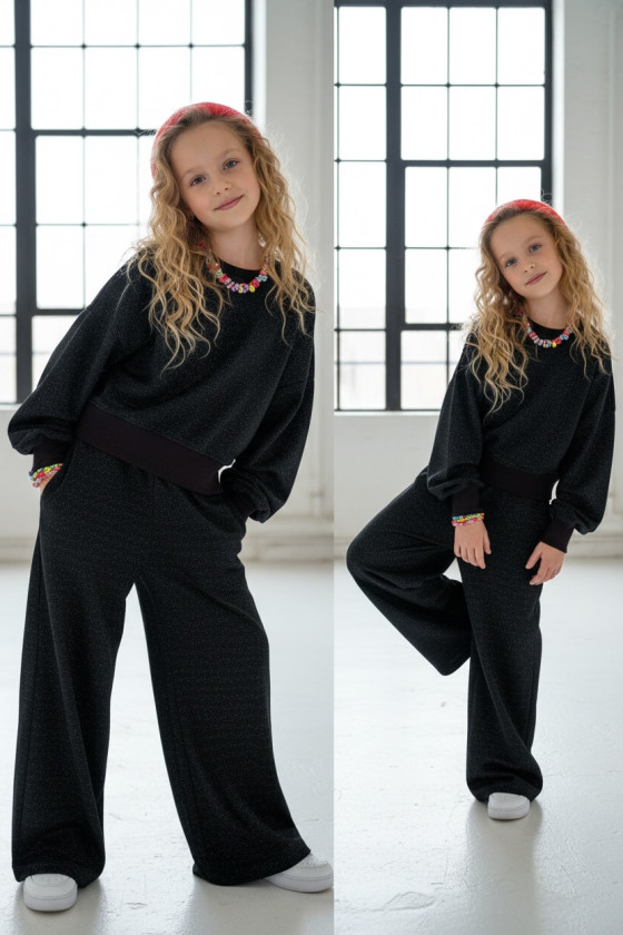 Komplet dla dziewczynki Limba bluza i spodnie Czarny