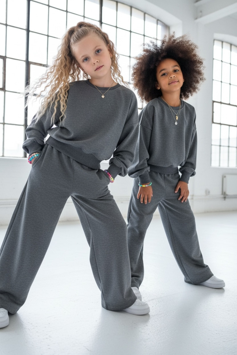 Komplet dla dziewczynki Limba bluza i spodnie Szary