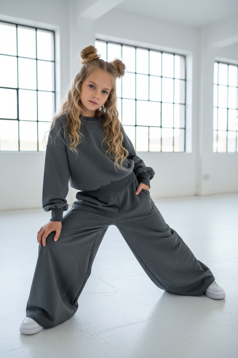 Komplet dla dziewczynki Limba bluza i spodnie Szary
