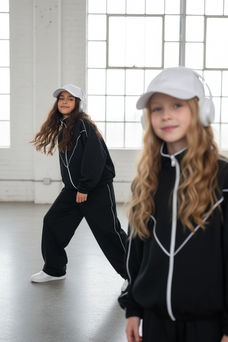 Komplet dla dziewczynki bluza rozpinana i spodnie Relax Airport Czarny