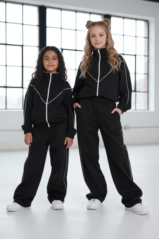 Komplet dla dziewczynki bluza rozpinana i spodnie Relax Airport Czarny